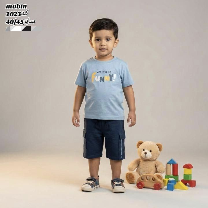 تی شرت شلوارک پنبه پسرانه کد 1023