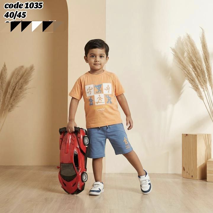تی شرت شلوارک پنبه پسرانه کد 1035