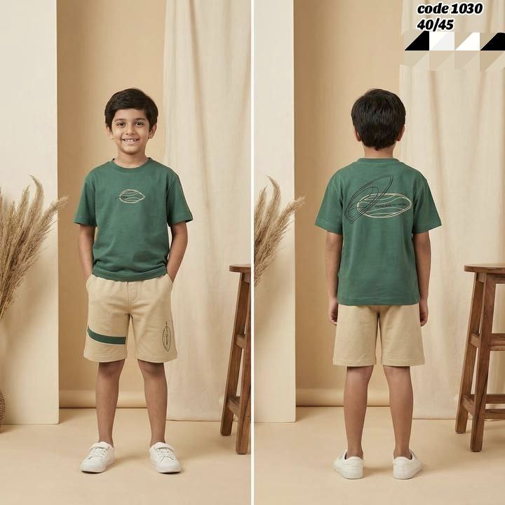 تی شرت شلوارک پنبه پسرانه کد 1030